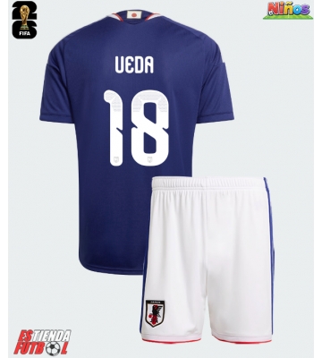 Japón Ayase Ueda #18 Primera Equipación Niños Mundial 2026 Manga Corta (+ Pantalones cortos)